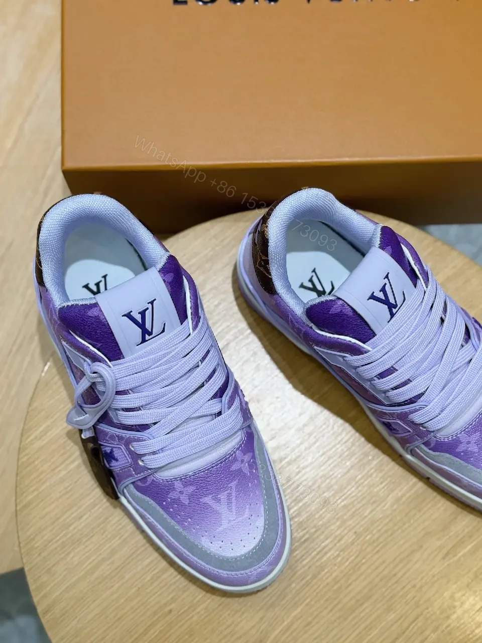 View 7 of Lavender Gradient Luxe High-Tops with LV-Inspired Detail