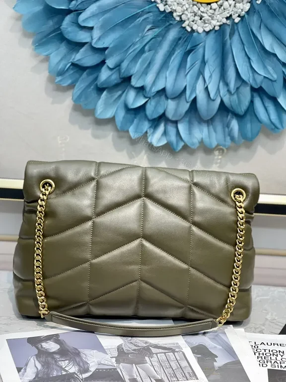 View 2 of Structured Chic YSL-Accent Quilted Leather Shoulder Bag