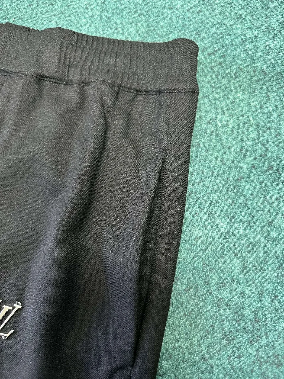 View 4 of Lux Black Tailored Pants with Subtle Monogram, Everyday Style