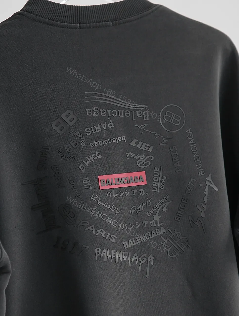 View 4 of Charcoal Cotton Minimalist Logo Sweatshirt with Elevated Details