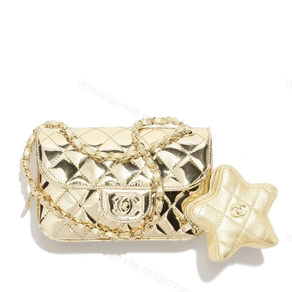 Chanel Mini Flap Bag Star Coin Purse Yellow Gold 21Cm — view 1