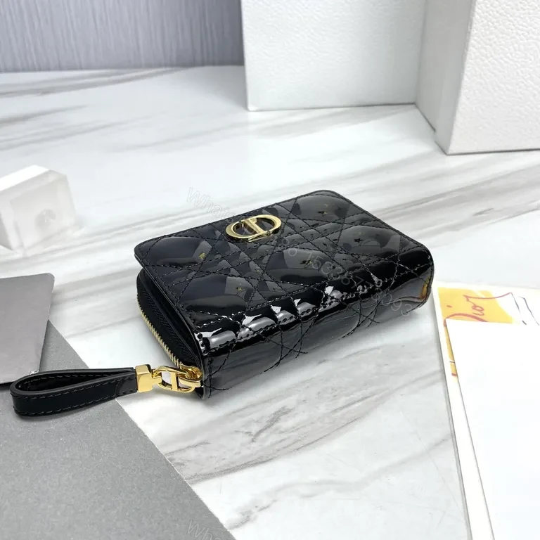 View 4 of Chic Luxe Quilted Wallet + Logo Clasp - Patent Black