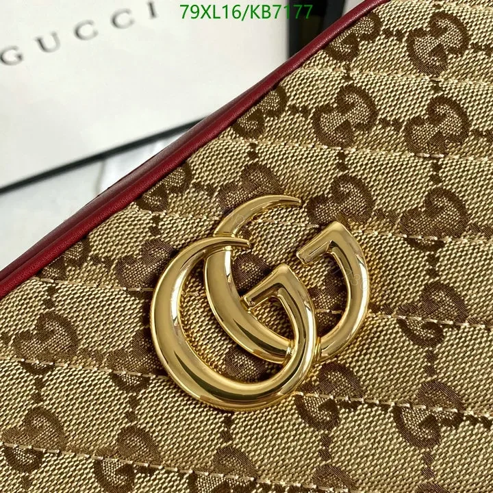 View 8 of Gucci Replica GG Marmont Small Beige Canvas Shoulder Bag with Leather Trim CXV319