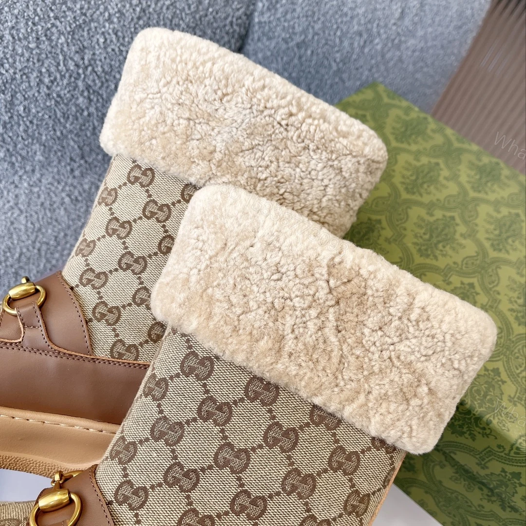 View 6 of GUCCI 1955 HORSEBIT SNOW BOOTS GG CANVAS IN BROWN
