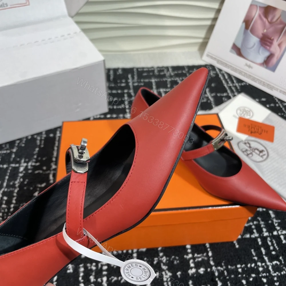 View 8 of 高仿Hermes*Kelly系列H251007Z06小牛皮高踭鞋紅色4CM免檢版
