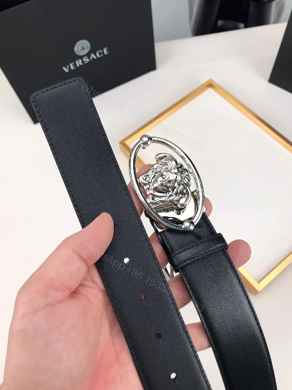View 6 of Lion Head Buckle Leather Belt – Modern Luxury Belt