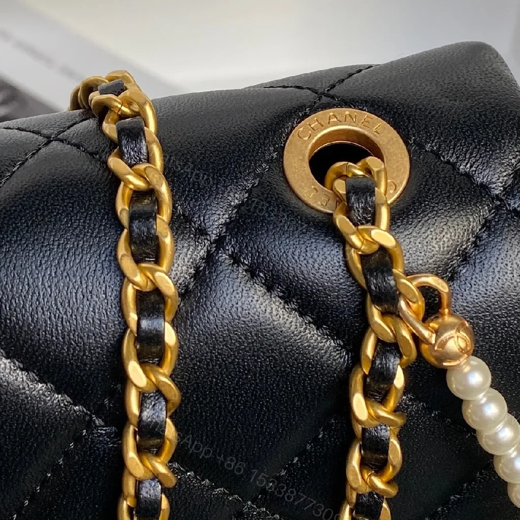 View 4 of Chic Black Quilted Mini Bag with Gold Chain