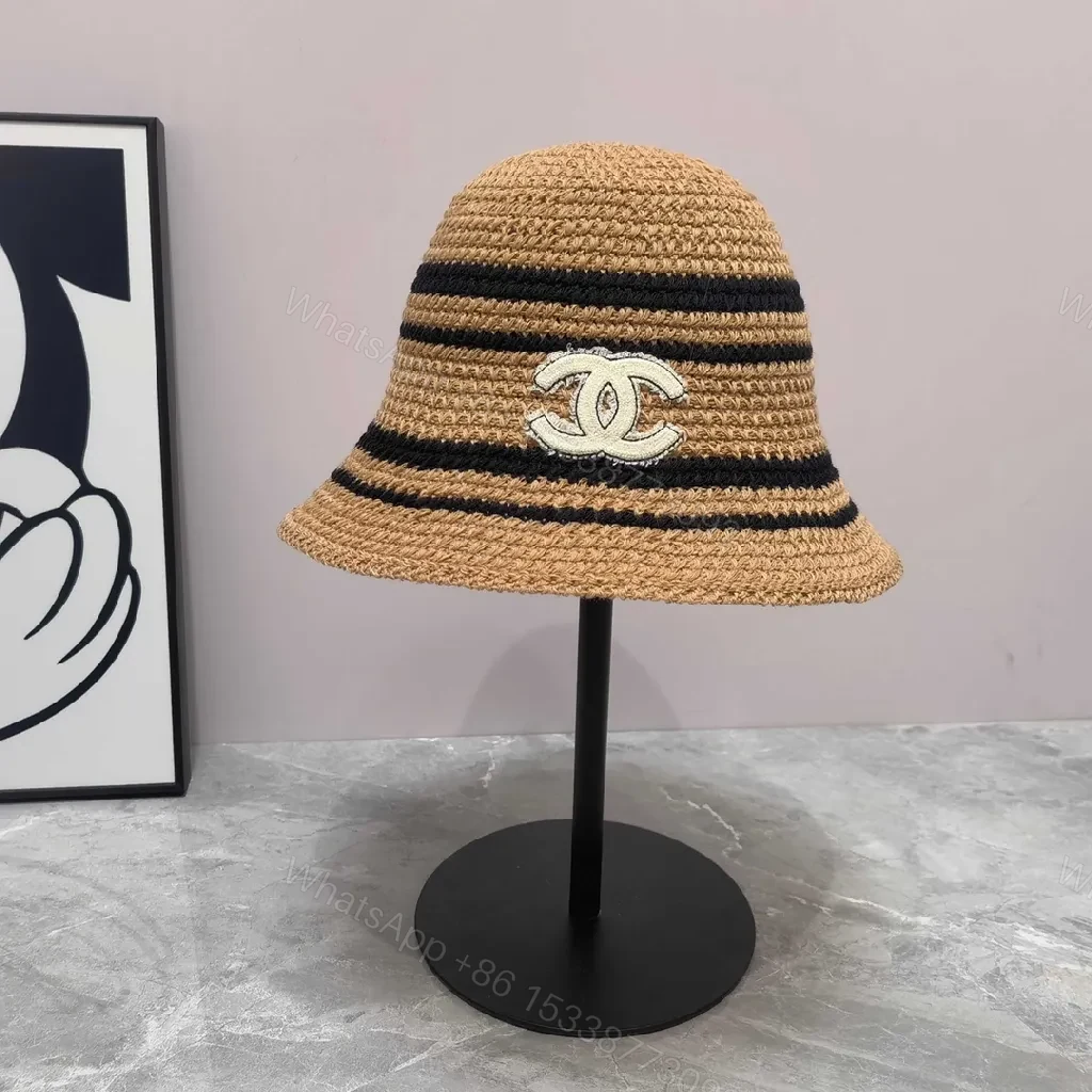 View 7 of Stripes Knit Bucket Hat: Luxe Logo-Embroidered Style