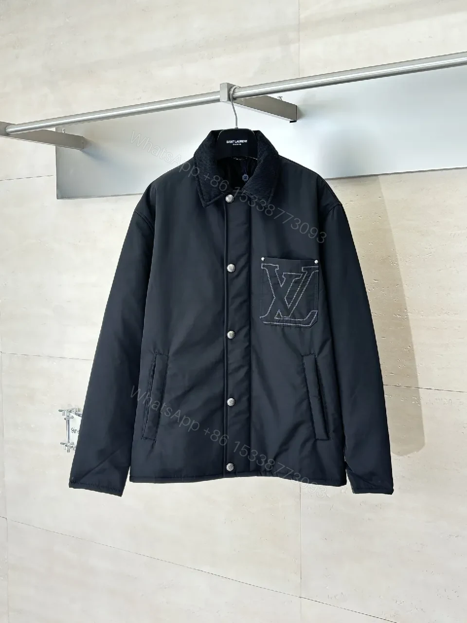 Compact Puffer Jacket: Subtle Luxe Pocket Embroidered Detail — view 1