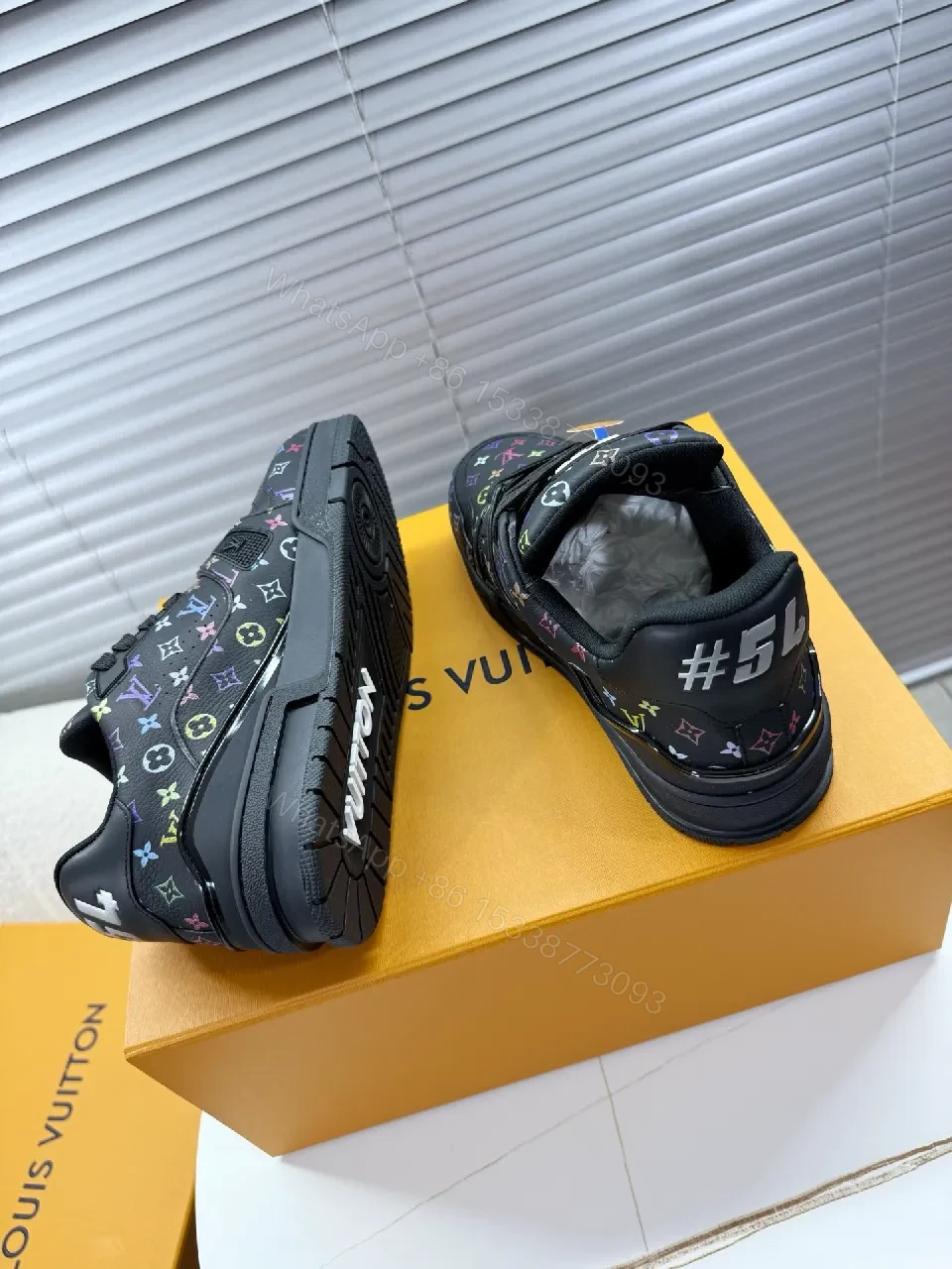 View 3 of Multicolor LV Monogram High-Top Sneakers with Luxury Comfort