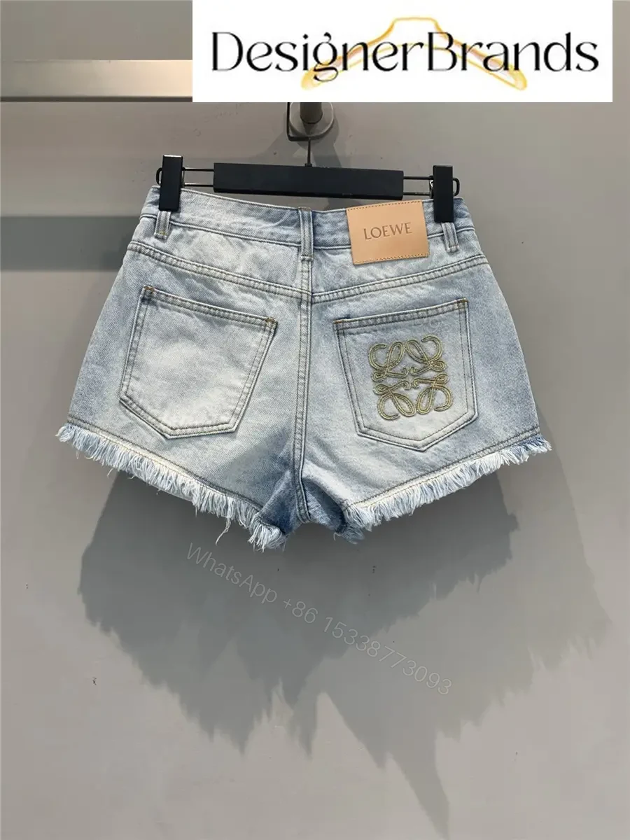 View 7 of Loewe Light Blue Cotton Denim Shorts