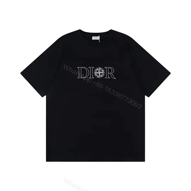 Monochrome Black Cotton Twist Tee — Subtle Logo, Luxe Style — view 1