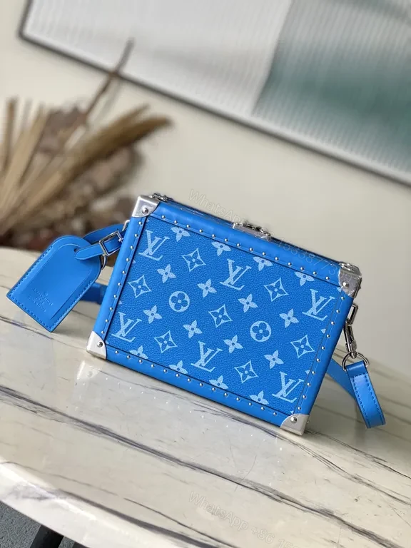 Electric Blue LV-Style Box Bag: Structured Luxury Holdall — view 1
