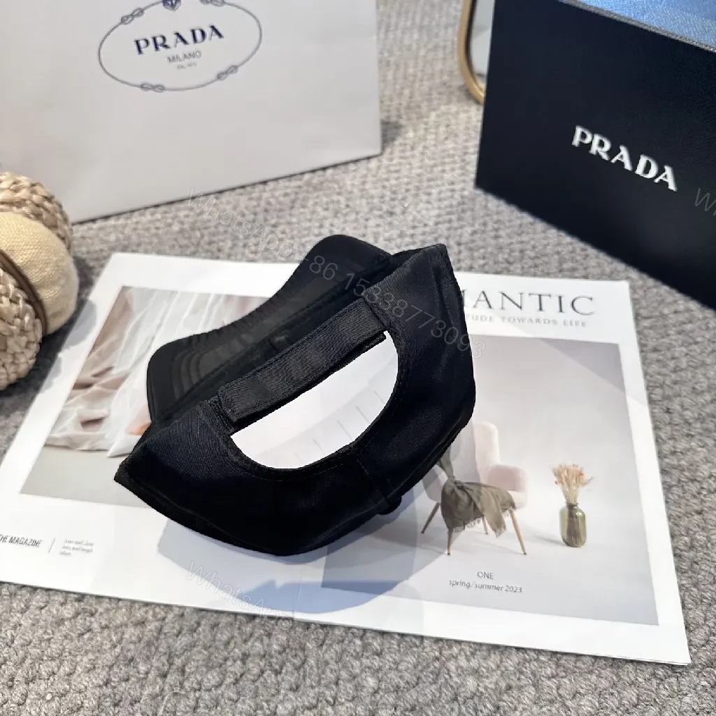 View 8 of Black Structured Cap, Minimal Prada Emblem, Premium Streetwear