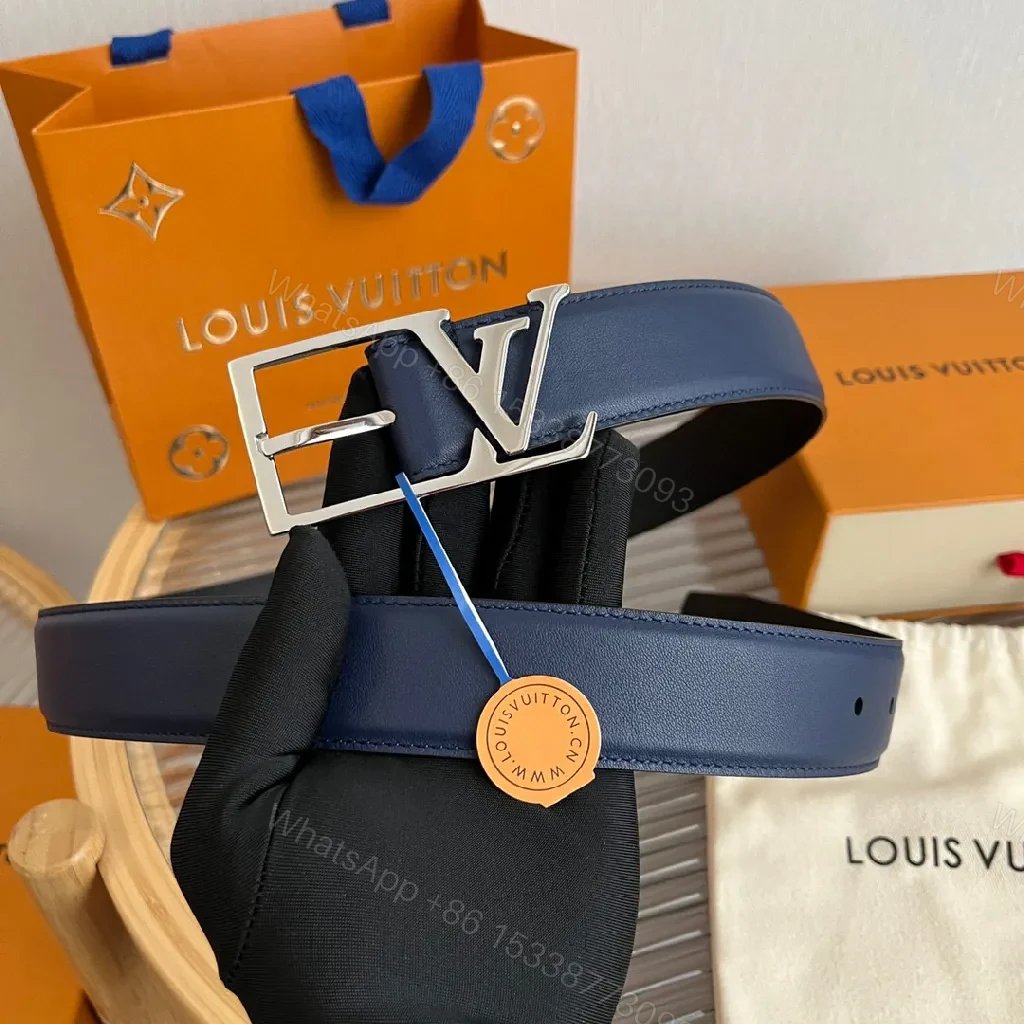 Blue Leather Belt with LV Buckle – Modern, All-Day Polish — view 1