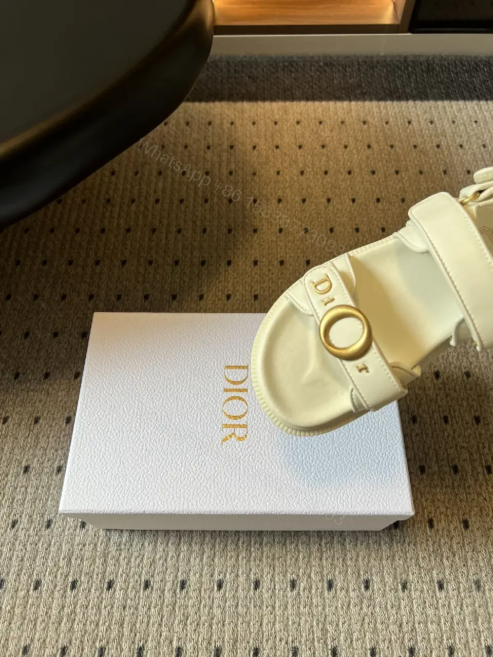 View 9 of Chic White Leather Sandals with D‐Ring Hardware