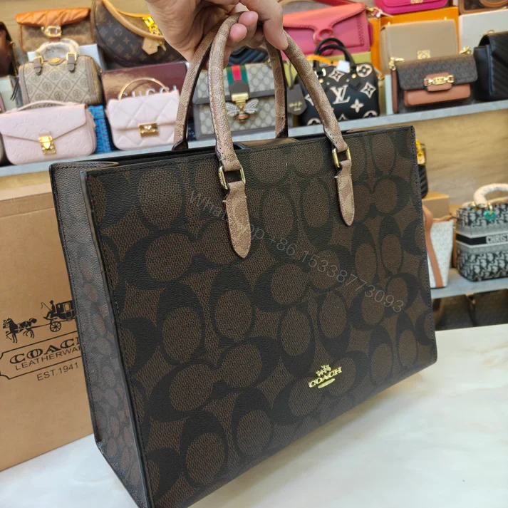 View 16 of FIRST COPY COACH MAGGIE TOTE BAG ULTRA PREMIUM EDITION IN CHOCOLATE BROWN