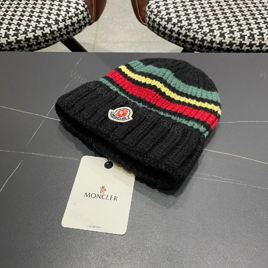 View 10 of Color-block Knit Beanie with Subtle Logo Cap