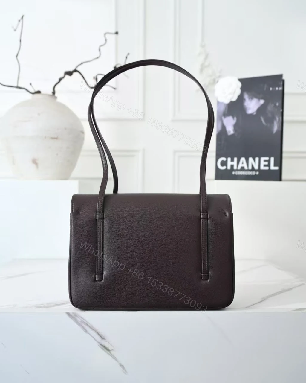 View 4 of Chanel Preppy Coco Small Flap Bag in dark brown