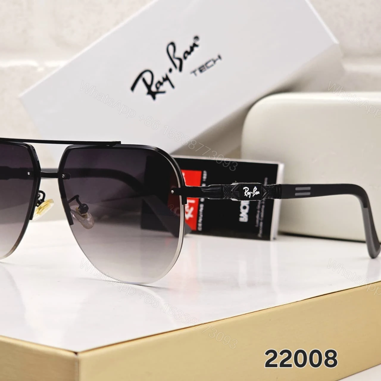 View 9 of Ray-Ban Tech Square Metal Sunglasses Black Gradient