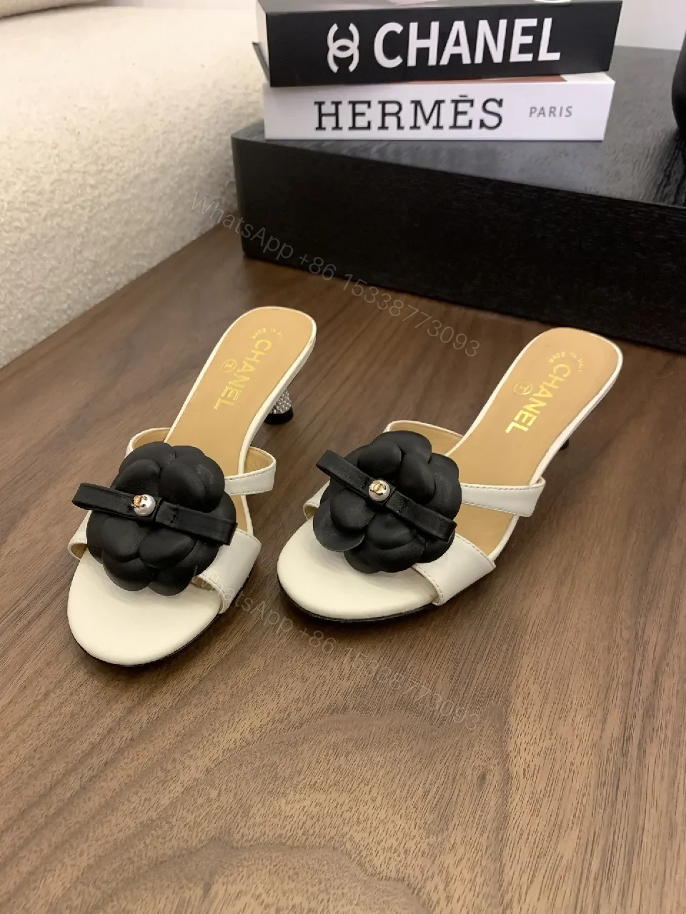 View 7 of Floral-Embellished Open-Toe Slide Sandals, Premium Comfort
