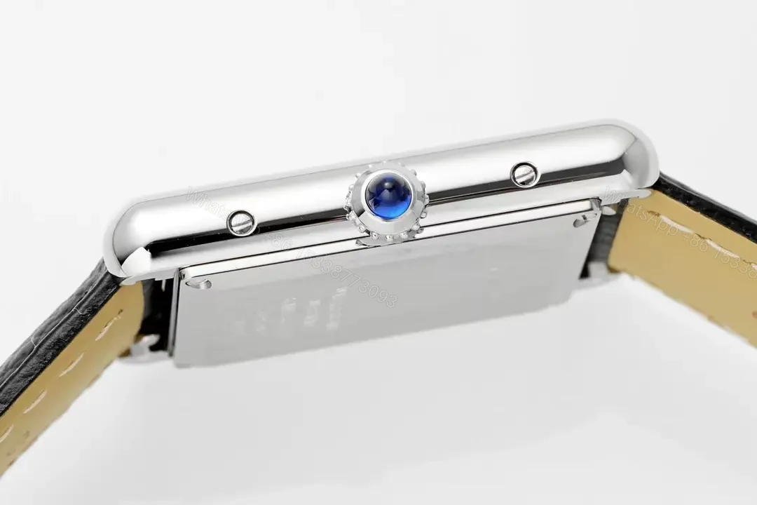 View 2 of K11 Factory Cartier Tank Must Silver Stainless Steel Case with Black Leather Strap Watch
