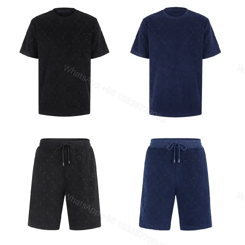 View 11 of Navy Cotton Louis Vuitton-Patterned Drawstring Shorts