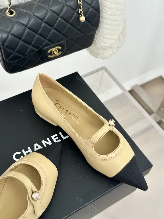View 4 of Chanel Two-Tone Pointed-Toe Mary Jane Heels