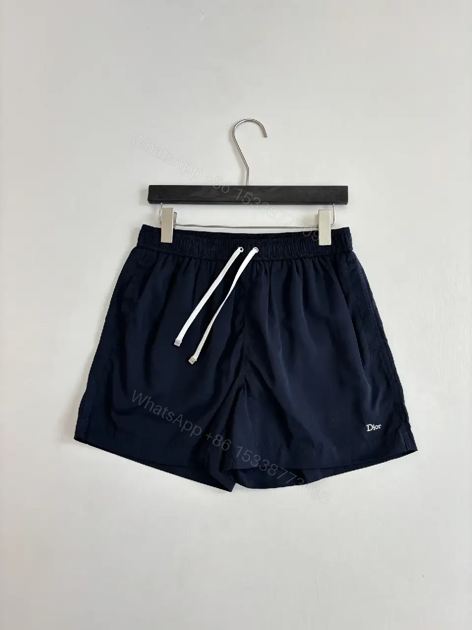 View 10 of Navy Nylon Drawstring Swim Shorts with Dior Logo