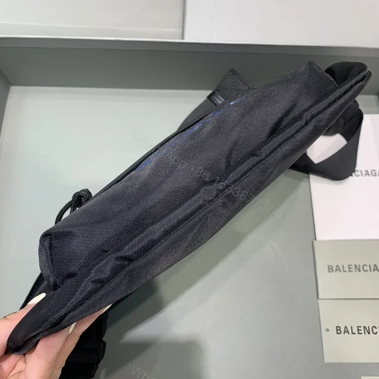 View 8 of Black Nylon Belt Bag â€“ Balenciaga, Discreet Logo, Hands-Free Convenience