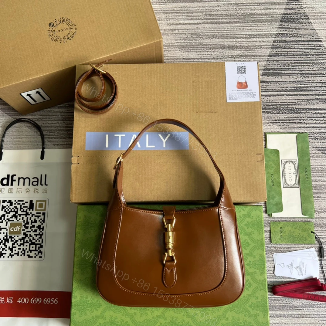 GG JACKIE SMALL 28 SHOULDER BAG IN CINNAMON BROWN CALFSKIN — view 1