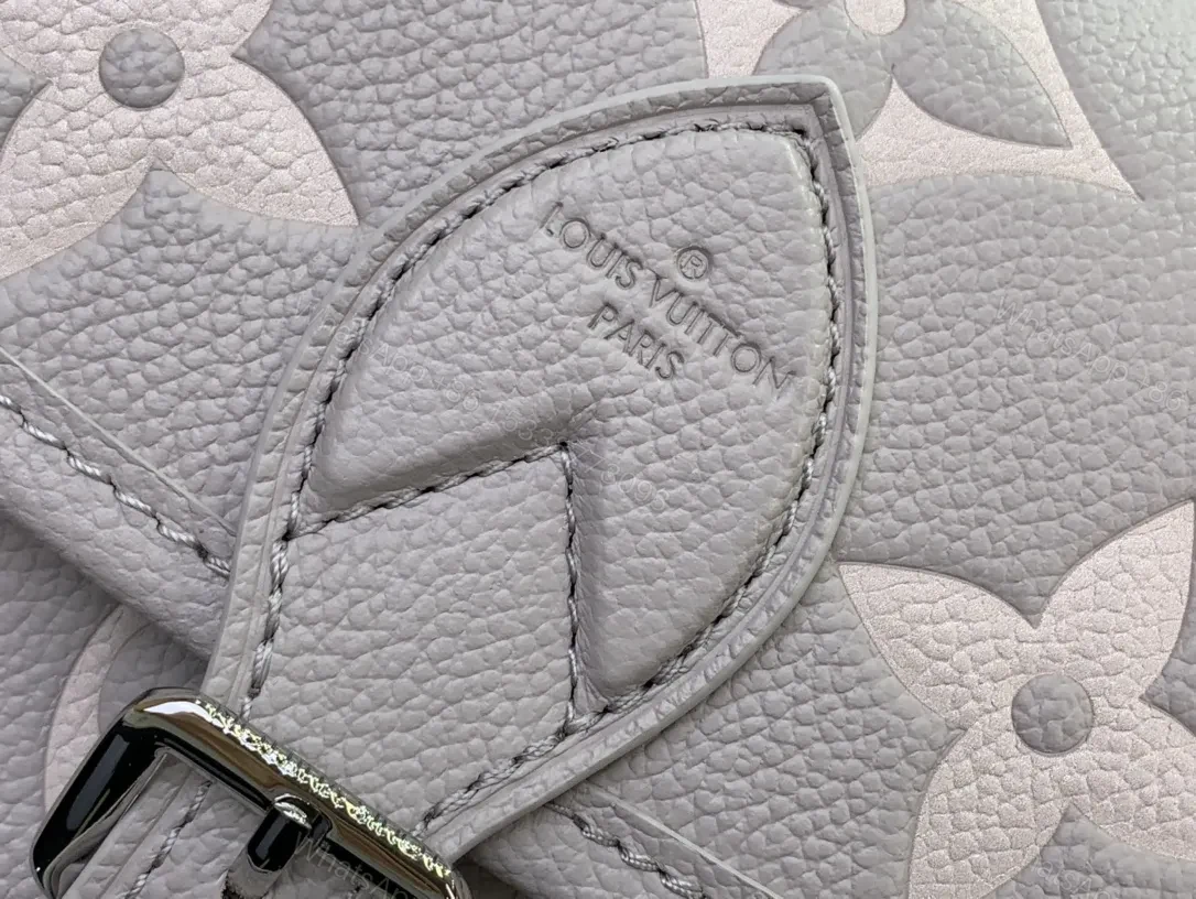 View 2 of Soft Gray Pebble Leather Monogram Flap Bag - Everyday Luxe