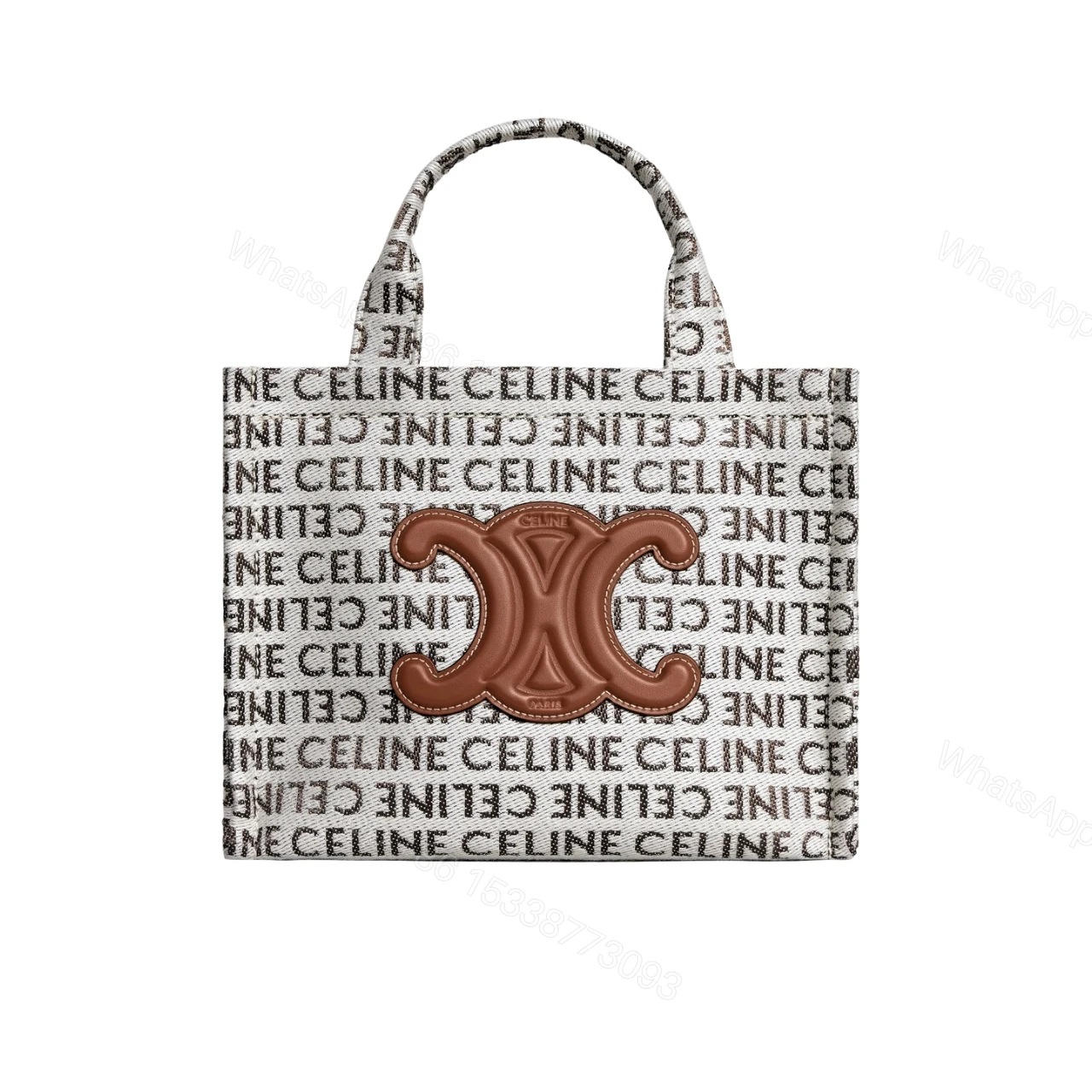 CELINE SMALL CABAS THAIS IN TEXTILE WITH CELINE ALL OVER WHITE 26CM — view 1