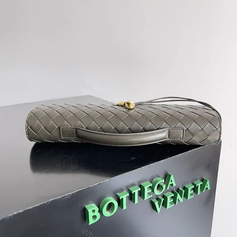 View 9 of Compact Woven Leather Wallet with Gold Clasp - Everyday Luxury