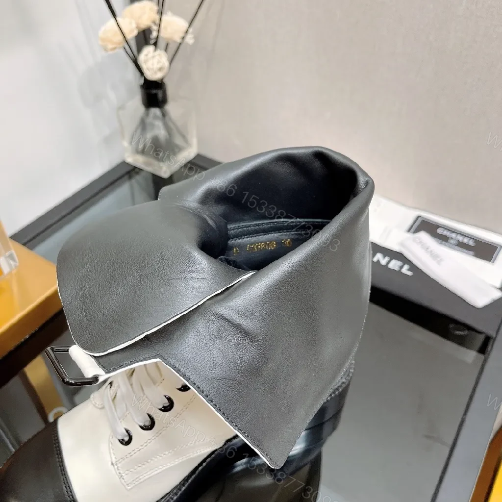 View 7 of Monochrome Leather Combat Boots with Signature Strap