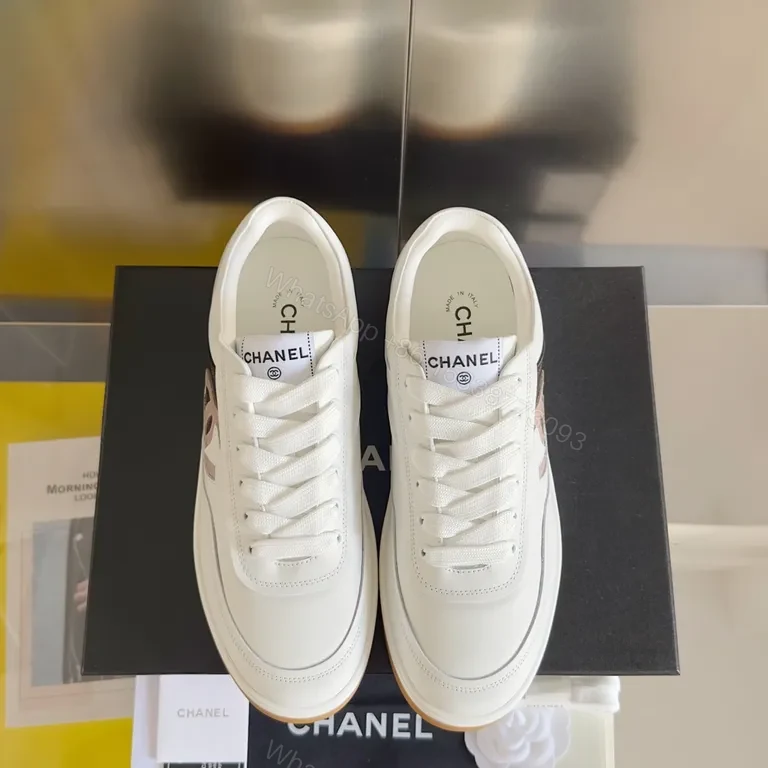 White Leather Luxury Sneakers: Chanel-Inspired, All-Day Comfort — view 1