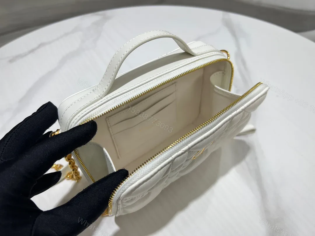 View 8 of Dior Plaid Replica 1:1 High Quality Handbag Smooth White Leather 18cm