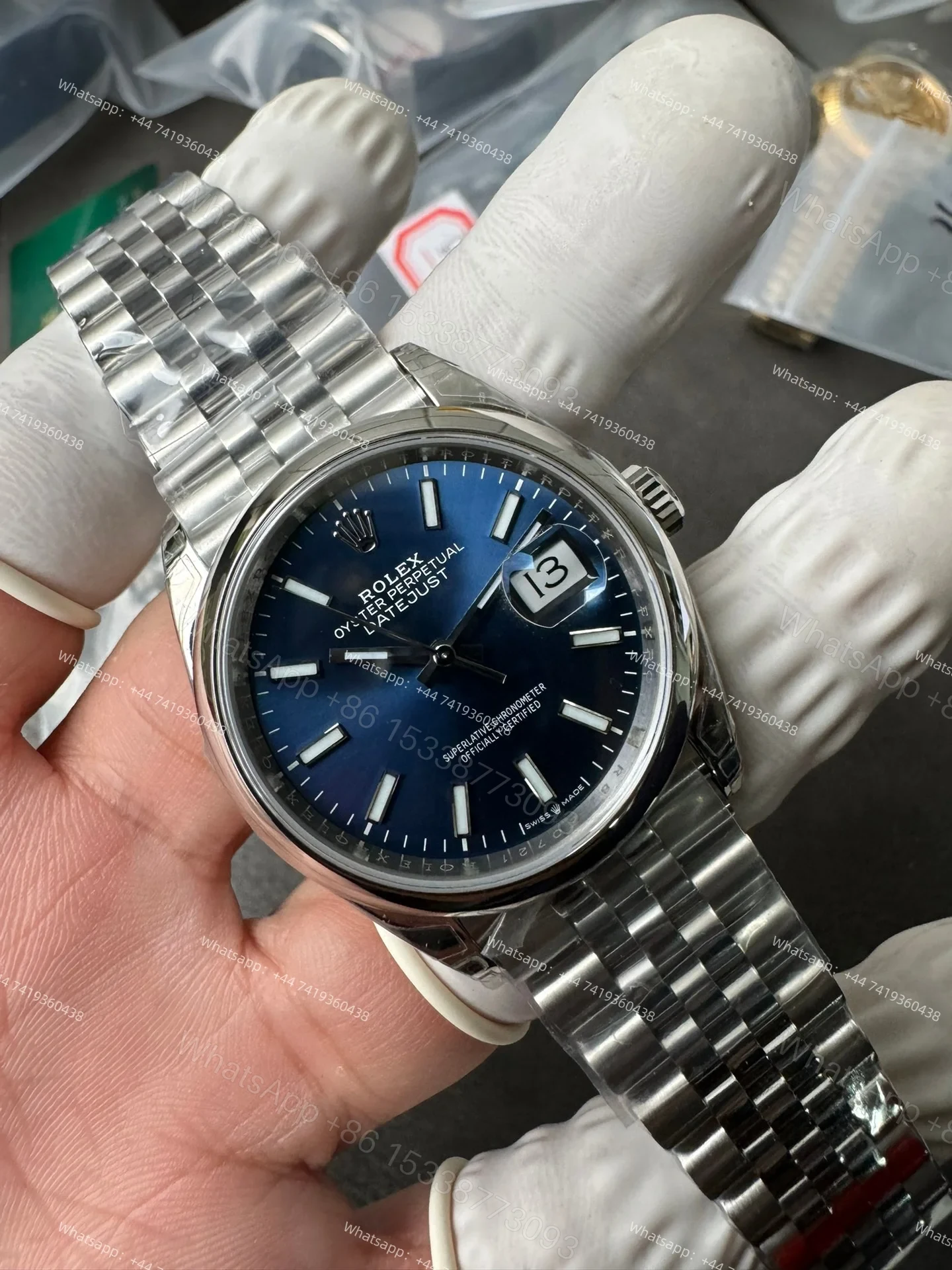 View 7 of Rolex Datejust M126200-0005 Blue Dial 1:1 Replica Jubilee 36MM 3235 Movement Super Clone Watch
