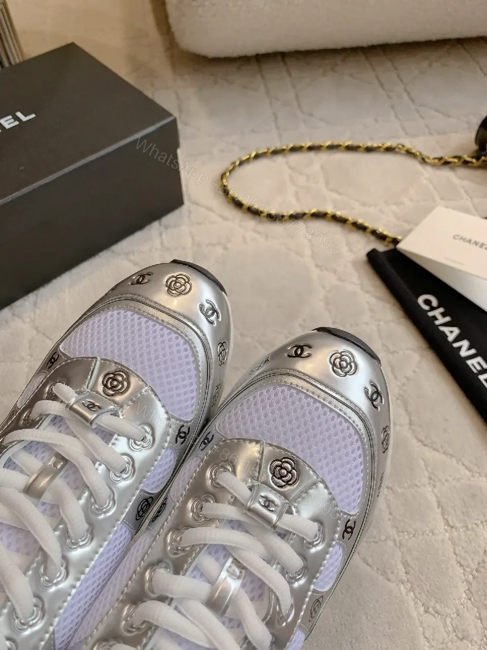 View 5 of Metallic Motion Mesh Sneakers: Modern Luxe Streetwear
