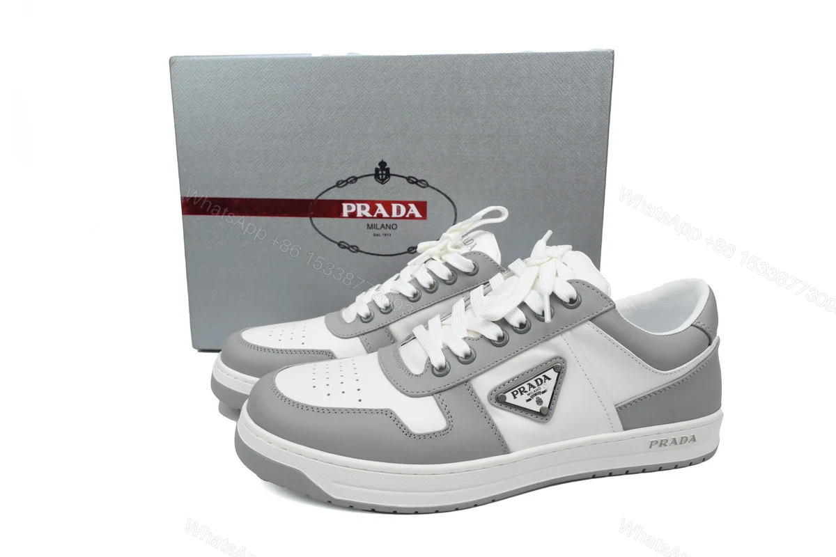 Prada Downtown Low Sneakers Grey White — view 2