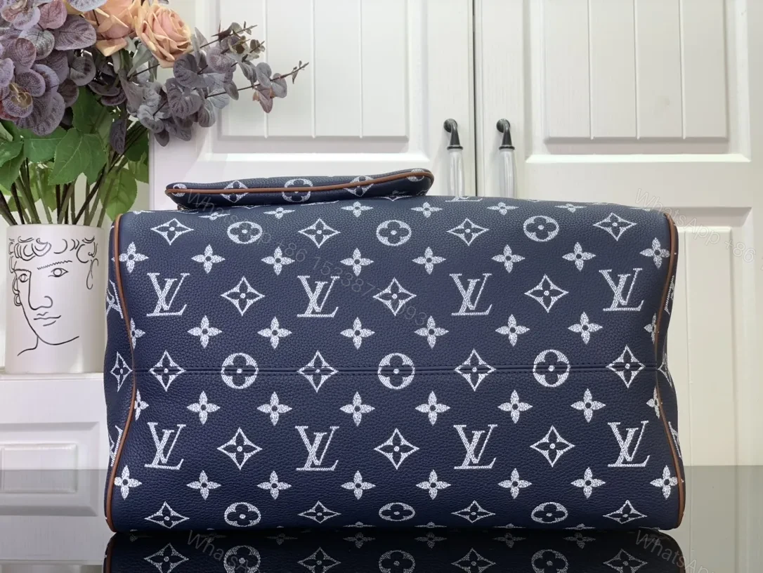 View 9 of Navy Canvas Monogram Weekender — Luxury Travel Bag
