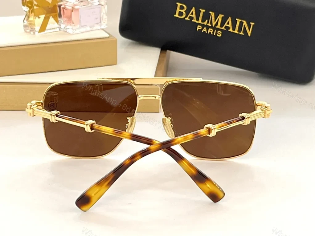 View 7 of Balmain-Inspired Chain-Link Aviator Sunglasses with UV400 Lenses