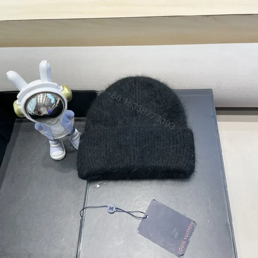 View 6 of Cozy Knit Beanie with Rose-Gold LV Emblem