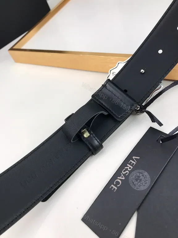 View 4 of Versace Medusa Buckle Leather Belt â€” Timeless Luxury Accessory