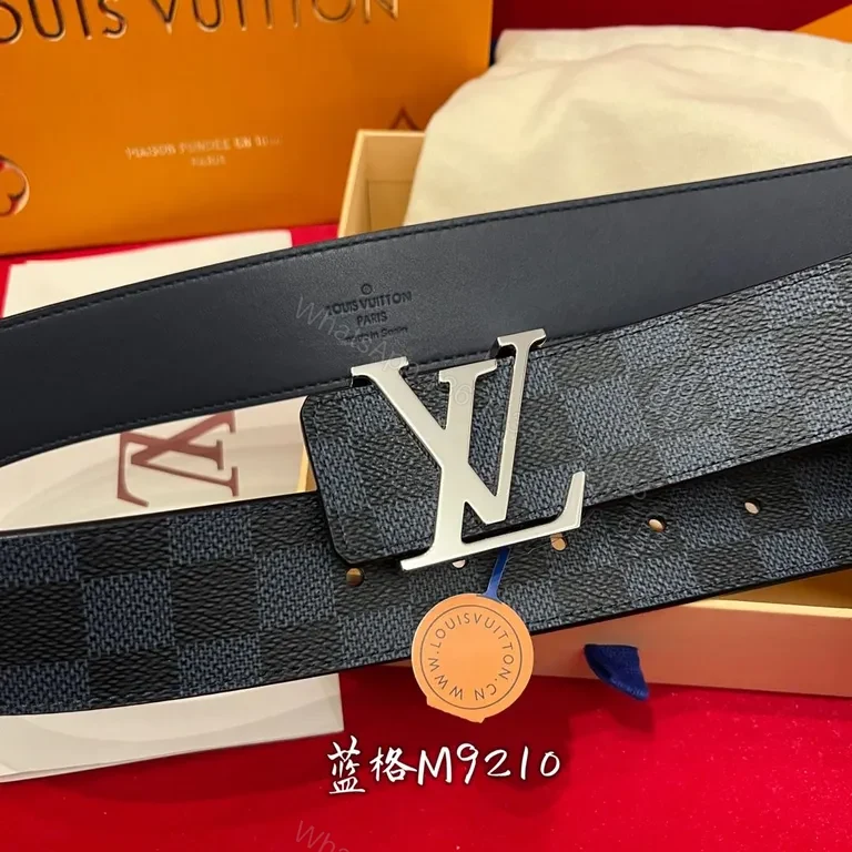 View 9 of Lux Damier Belt with Gold LV Emblem â€“ Contemporary Comfort