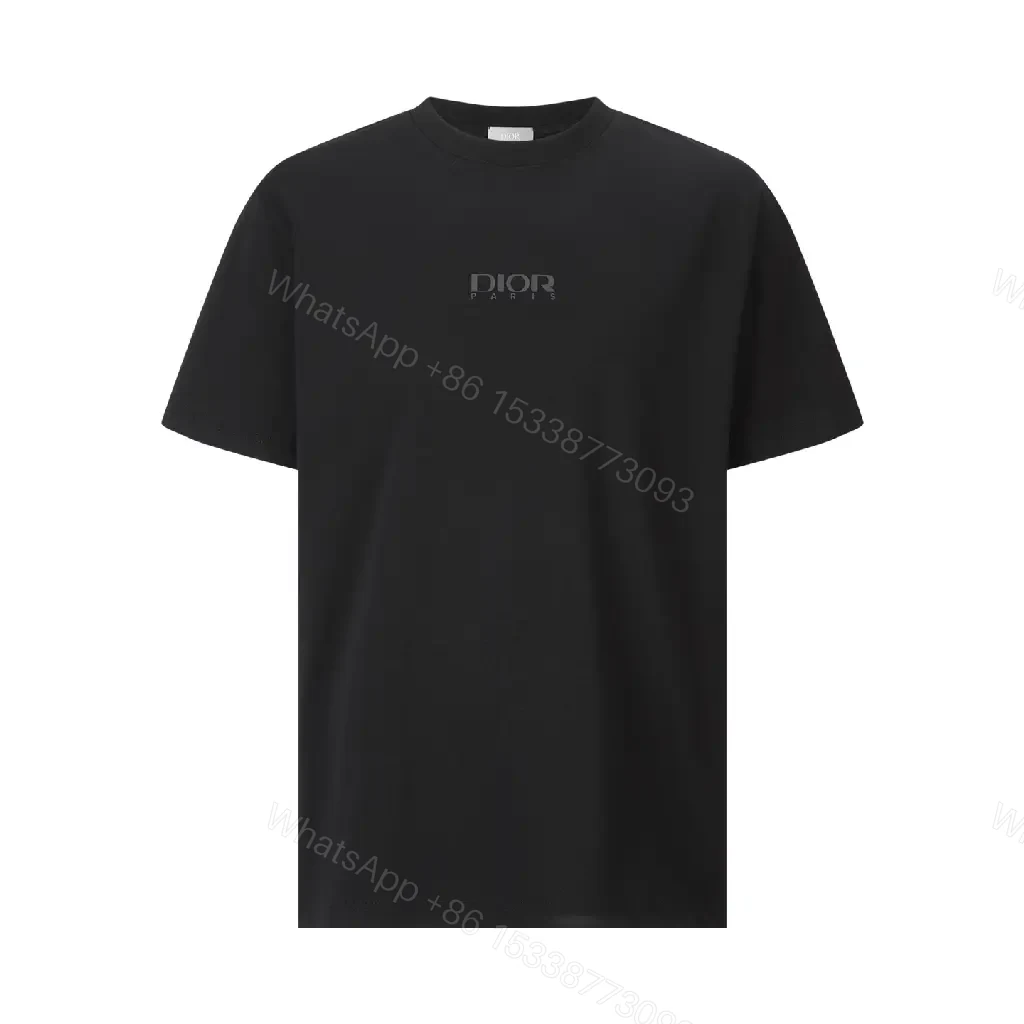View 4 of Black Cotton Blend Tee — Luxury Graphic, Minimalist Edge