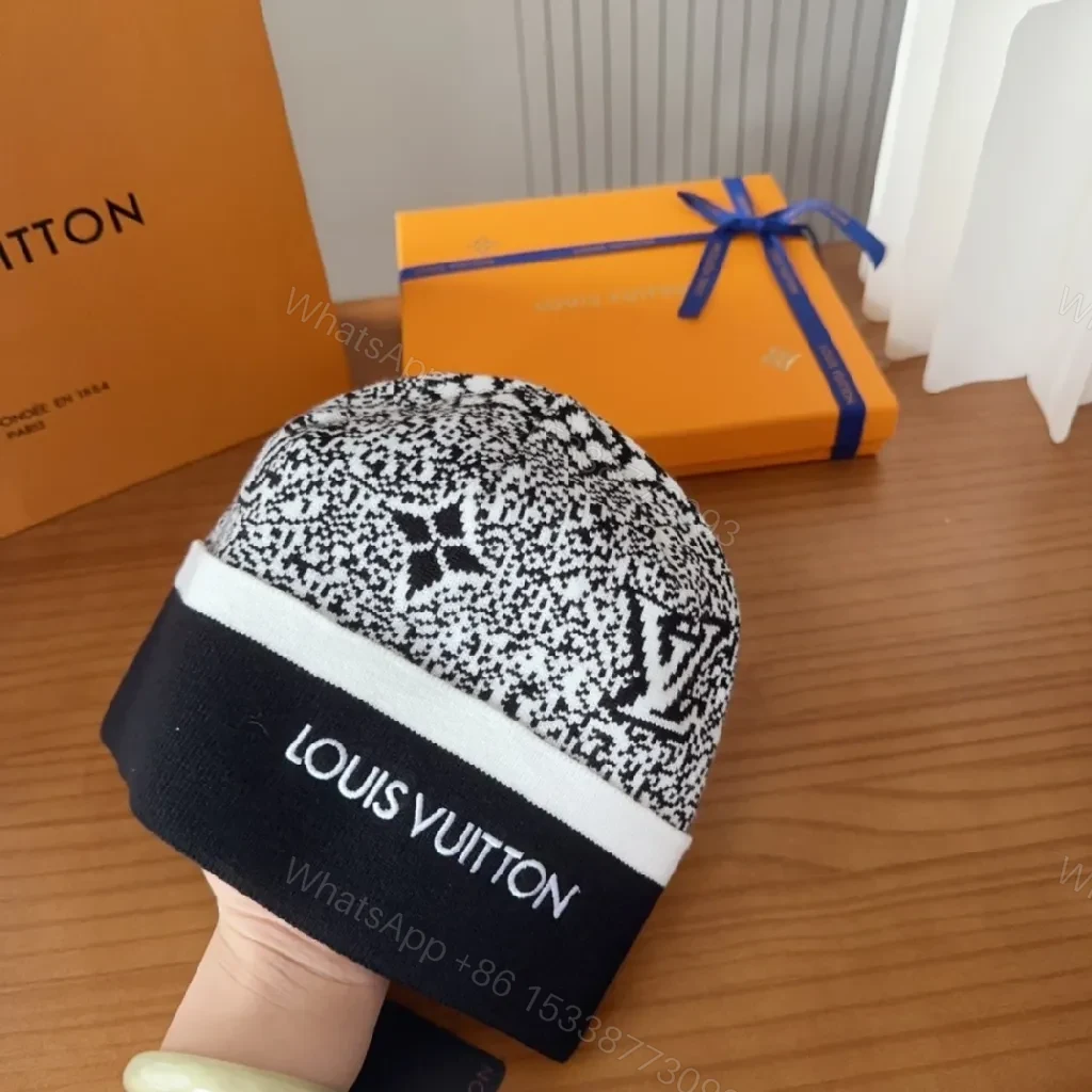 View 5 of Bold Knit Beanie: Black & White Jacquard, Everyday Luxury