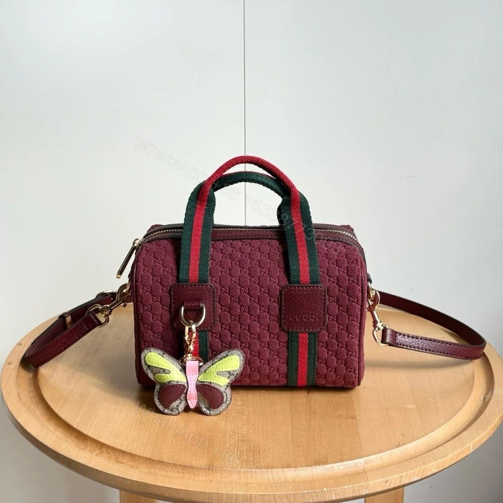View 2 of Gucci Mini GG Handbag GG Canvas Dark Red 20Cm