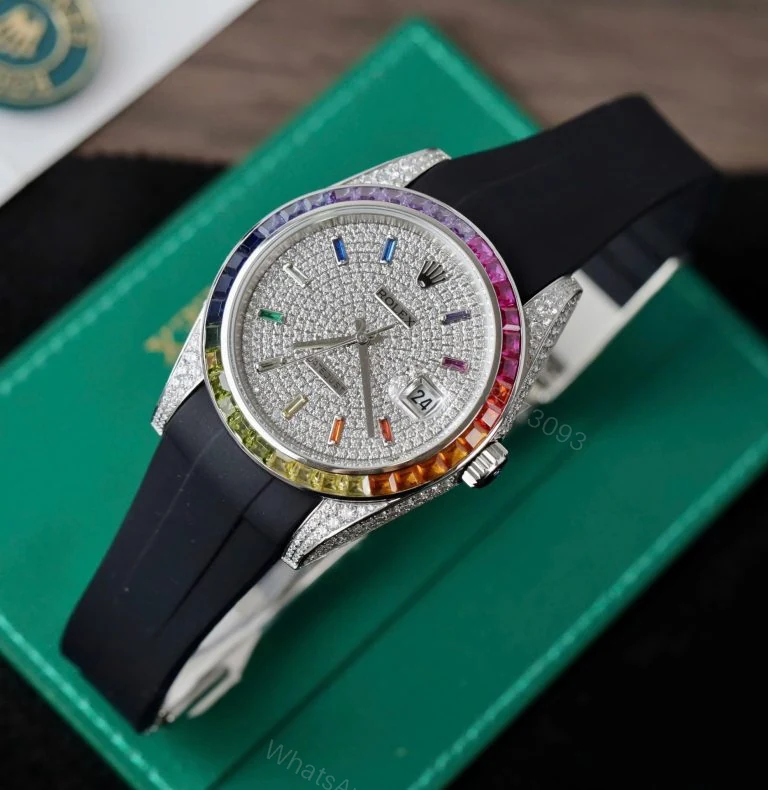 View 6 of Datejust 41mm Super Clone Rainbow Bezel Rubber Strap