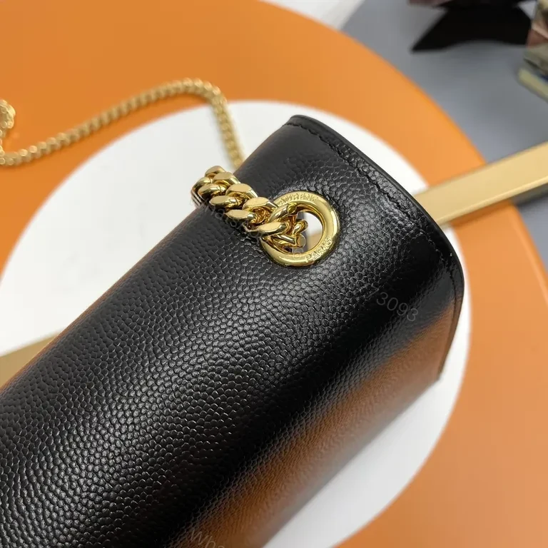 View 9 of Chic Black Leather Crossbody with Gold Logo
